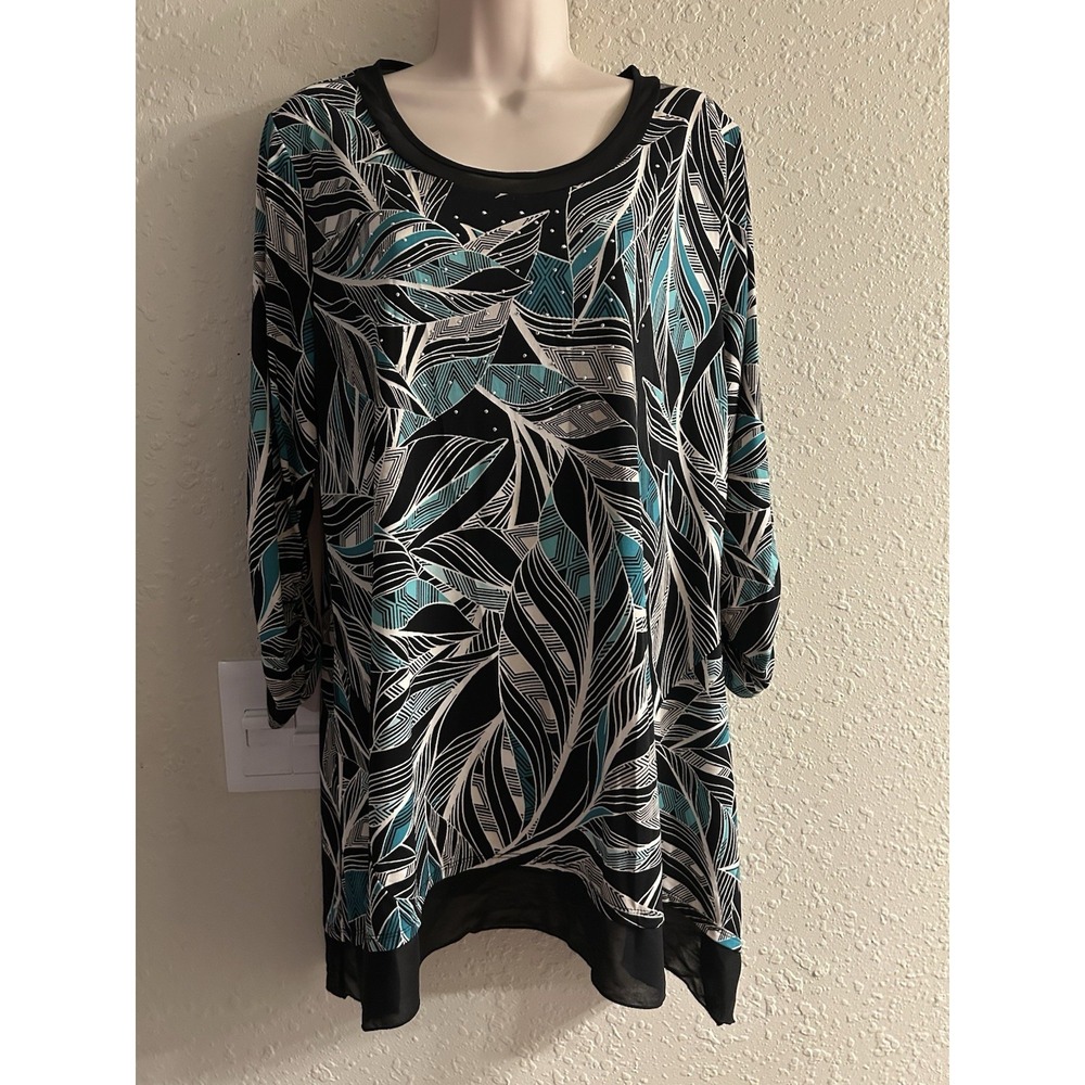 New 0X Jm Collection Women Bedazzled Flare Top #1372*12
